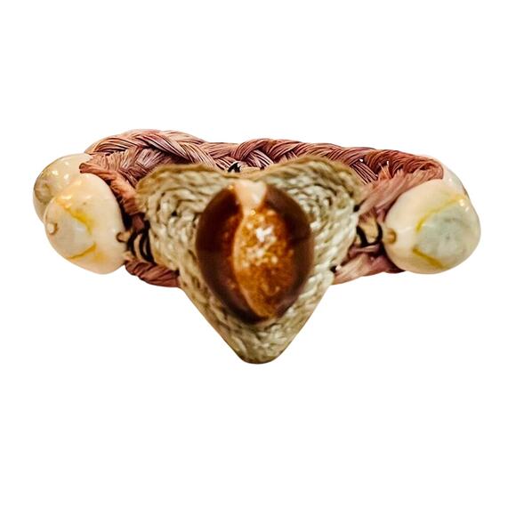 VTG Handmade Cowrie Shell Bracelet with Heart Medallion – (M & L Available) - Picture 1 of 8